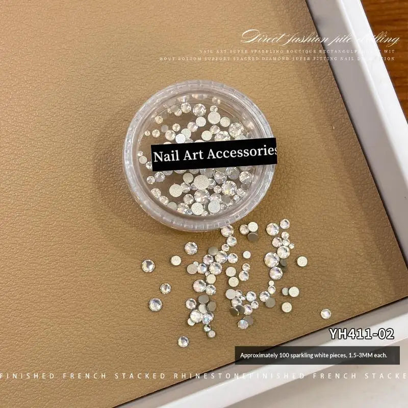 Glitter Glass Crystal Rhinestones Clear Flat Back Personalized Nail Qme 2