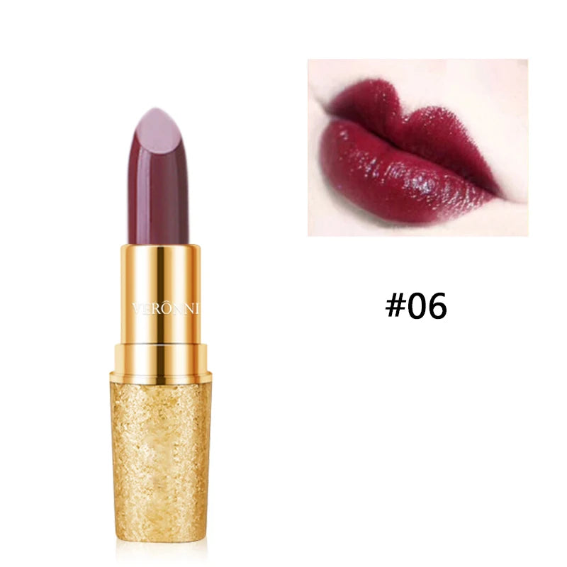 17 Colors Gold Tube Lipstick Moisturizing Velvet Matte Bullet Qme 06