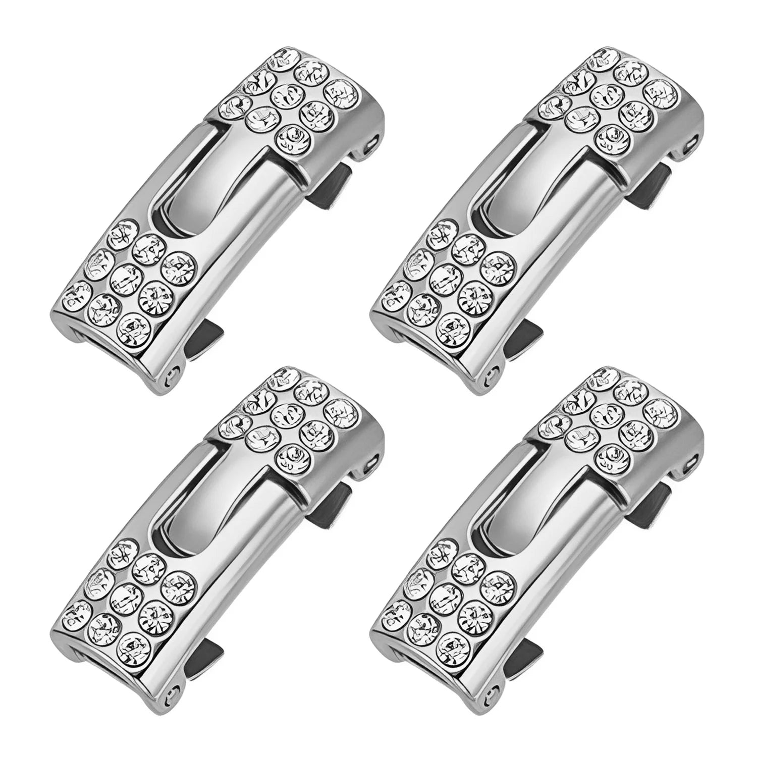 Tieless Shoelace Buckle,Bling Diamond No Tie Shoe Lace Locks,Golden Sliver Metal Shoelace Connector for Athletic Running Sneaker Qme Silvery-2pairs