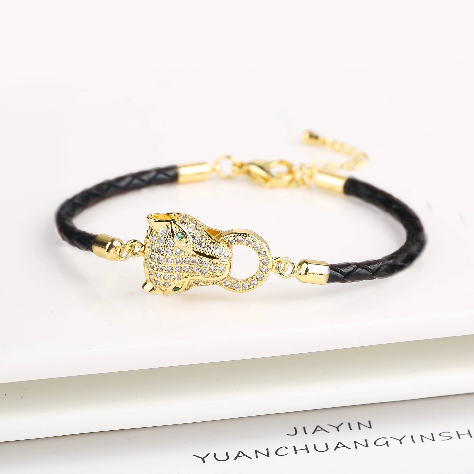 New 6 Colors Fashion Cute Animal Bear Zirconia Leather Rope Braided Adjustable Bracelet Classic for Man Woman Party Jewelry Gift Qme I