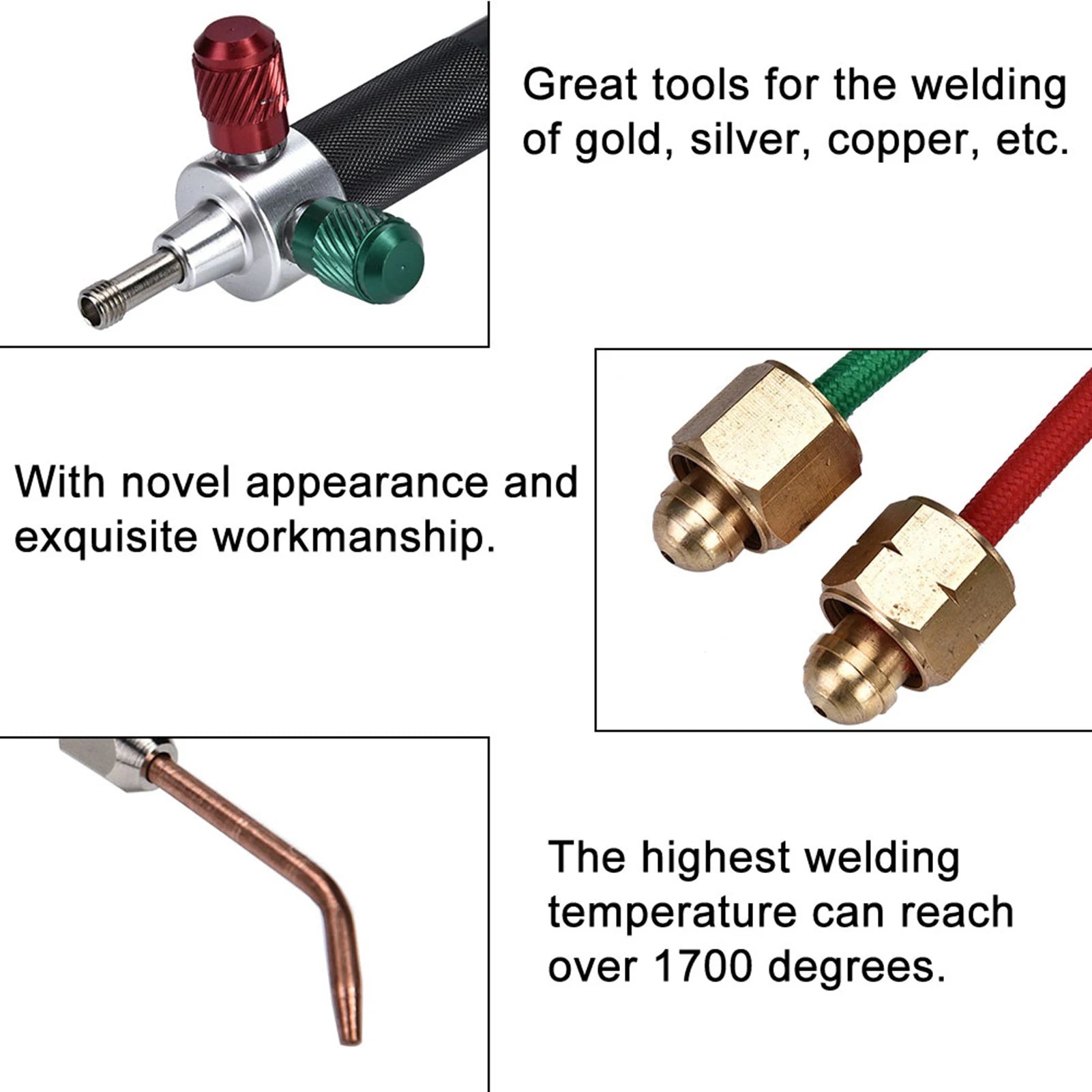 Jewelry Processing Equipment Oxygen Welding Torch Tool Flame Gun with 5 Tips Jewelry Welding Torch for Jeweler Qme