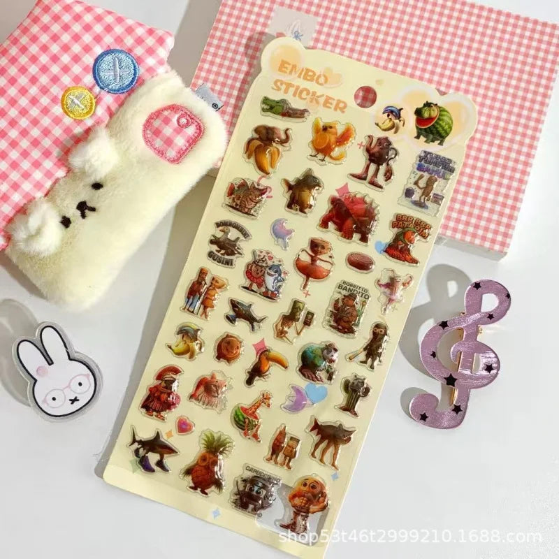 Fantasy Cartoon Animal 3D Hollow Stickers for DIY Scrapbook Phone Case Decoration Birthday Gift Classroom Reward Supplies Qme