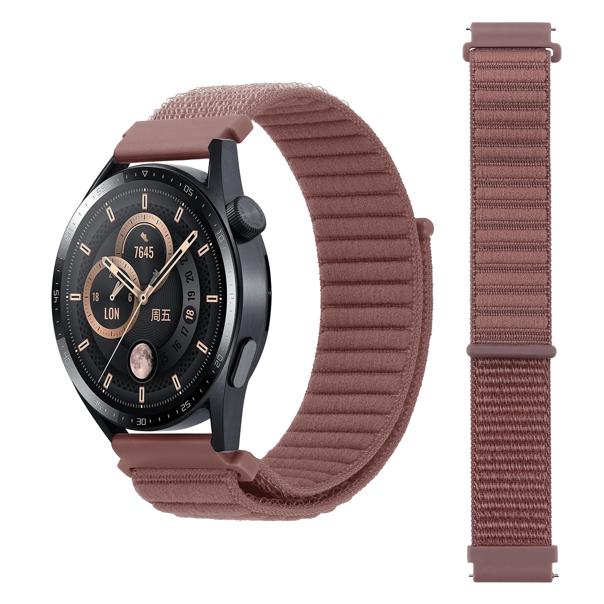 A The new Velcro breathable Unisex Replacement unisex nylon strap For Samsung Garmin and Huawei watches Qme smoke P 20mm