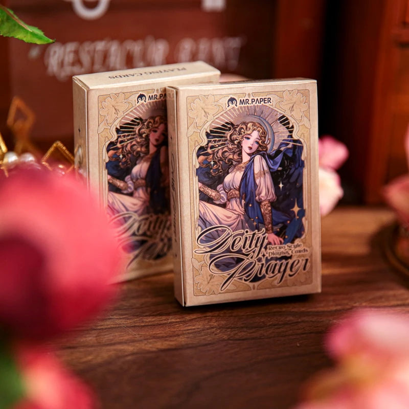 Divine Prayer Series Playing Cards 55 Sheets,Vintage Retro Fashion Theme,Poker Cards for Magic Shows Parties Table Games Gift Qme