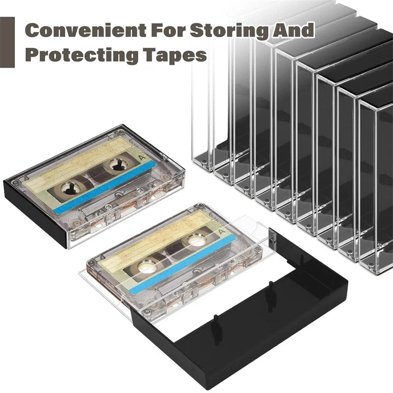 Compact Vintage Cassette Tape Box Clear Plastic Storage Case Audio Qme