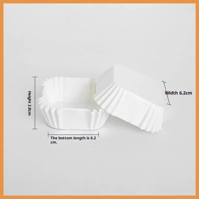 100/250Pcs Paper Holder Square Paper Liner Medium Size 45/50/55/62mm Paper Tray Oil Proof Cup Qme 250pcs 62mm White