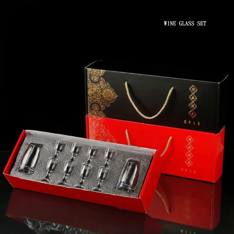 Crystal Glass Wine Splitter Set Short Cup Set Liquor Glass Wine Dispenser Vodka Brandy Chinese Wine Glasses Cup Gift for Man Qme