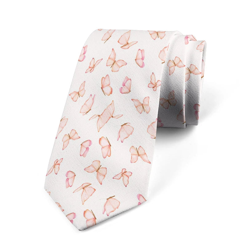 Romantic Butterfly Printed Tie Fashion Casual 3D Men's Unique Qme style8