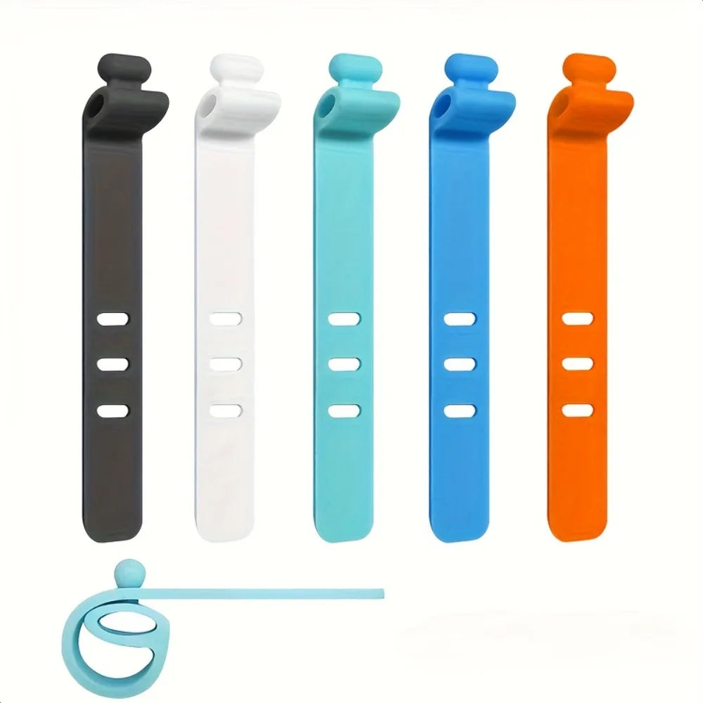 20/40/60Pcs Reusable Silicone Cable Ties, Multicolor Cord Organizer Straps for Earphone, Charger Cable, Wire Management Qme