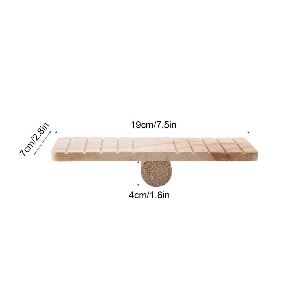 Small Pet Wooden Seesaw Bridge Hamster Toy Natural Wood Play Platform for Hamster Gerbil Mouse Guinea Pig Cage Accessories Qme