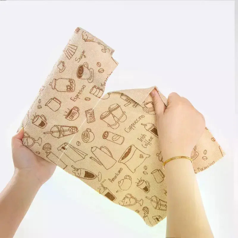 Tearable Microfiber Cleaning Cloth Roll Reusable With Cute Prints For Kitchen Wiping Home Use Cleaning Supplies Household Tool Qme
