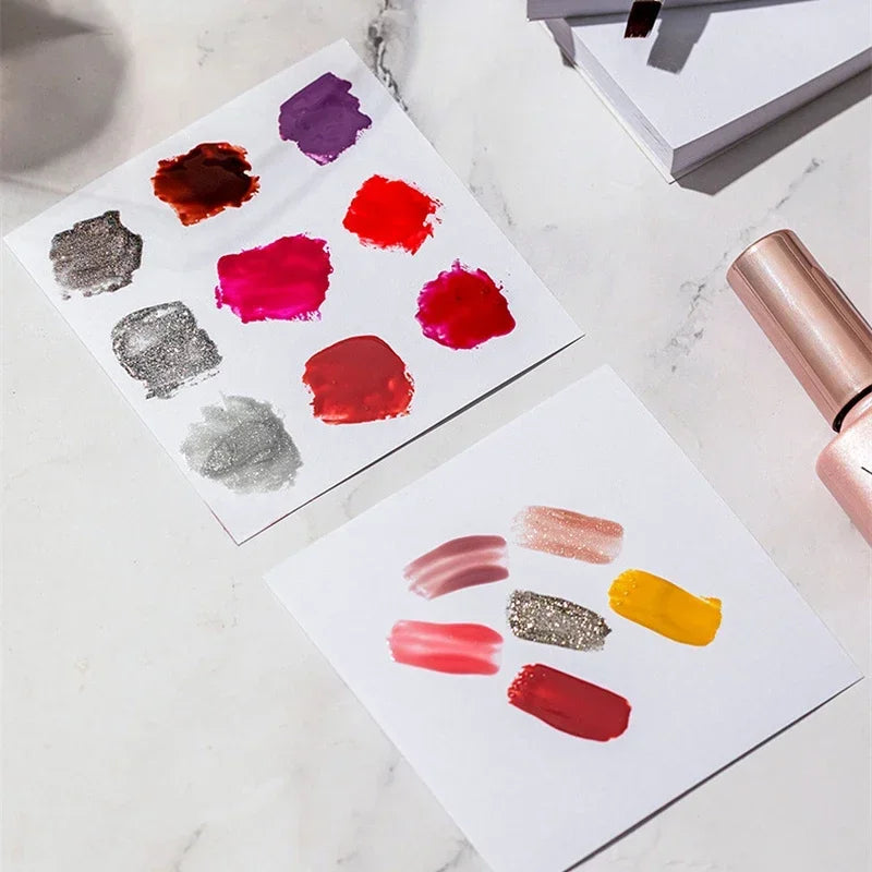 50pcs Disposable Tinting Glue Paper Tearable Nail Toning Palettes Nail Polish Color Mixing Tray Waterproof Paper Display Board Qme