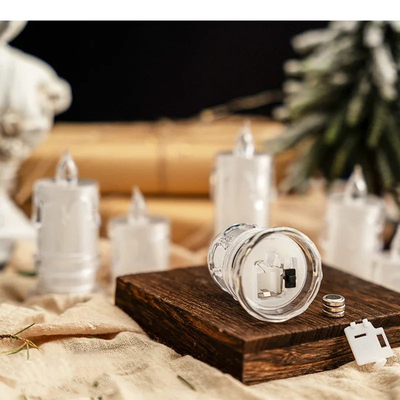 LED Crystal Candle Light Christmas Smokeless Romantic Birthday Candle Mini Transparent Electronic Candle Light Qme