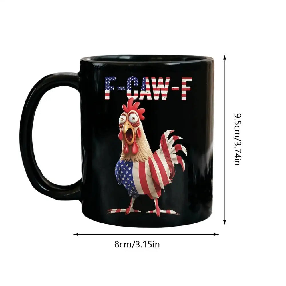 Funny Rooster Coffee Mug Ceramic Cup US Flag Microwave Safe Drinkware Qme China Mainland Black 350ml