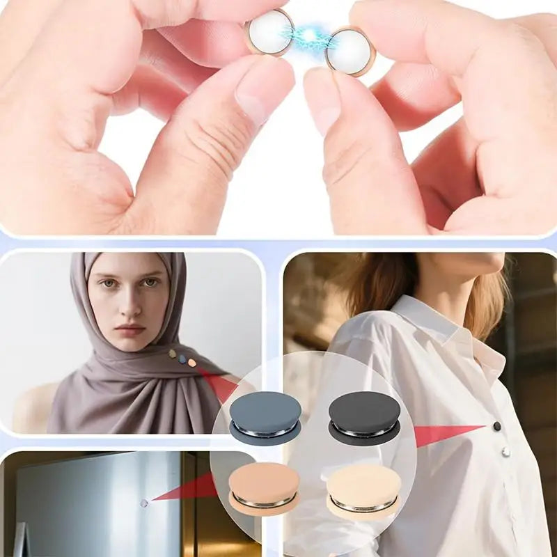 Adjustable No-Sew Clothes Clips | Seamless Button Clasps to Resize Dresses & Secure Scarves Instantly Qme