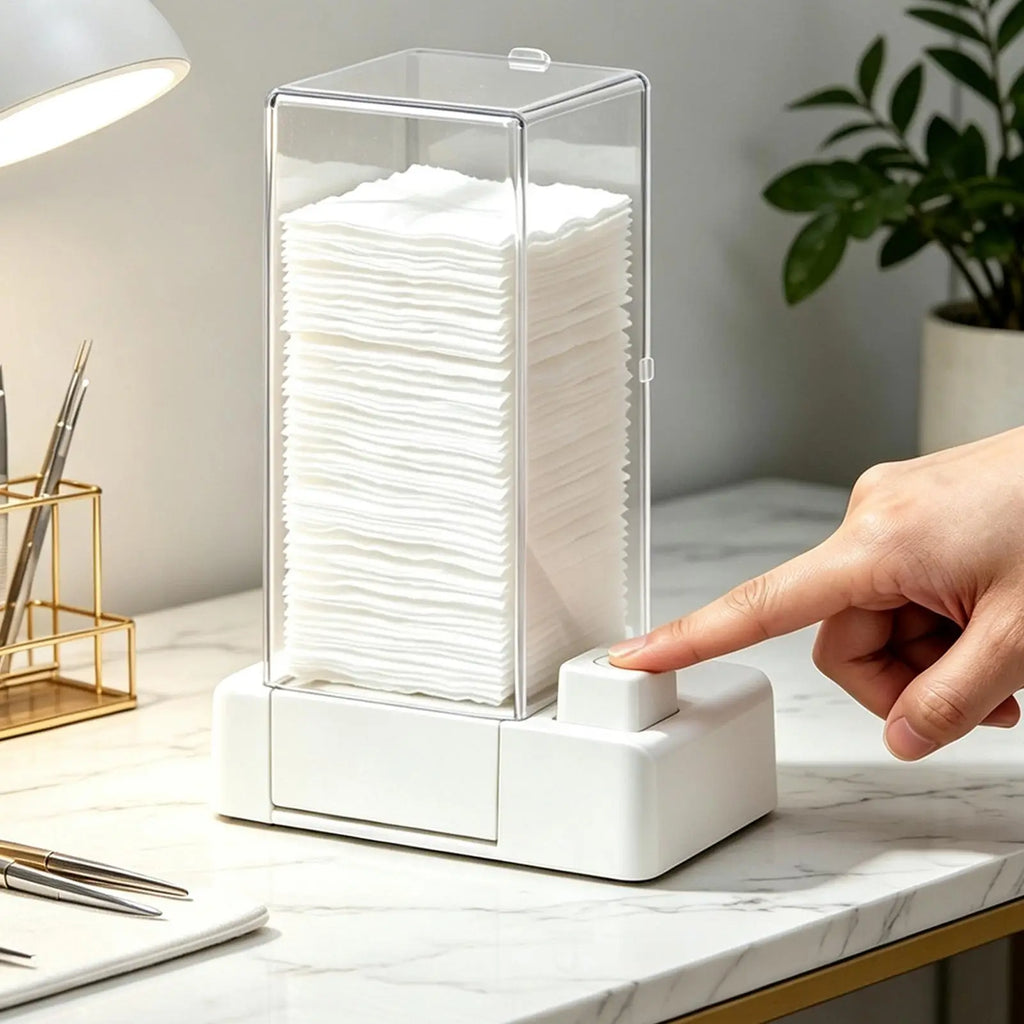 Cotton Round Dispenser Automatic Clear Bathroom Storage Organizer Qme