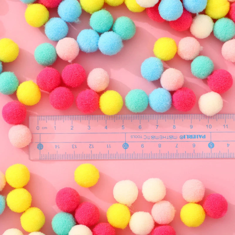 Lot Macaron Pompom Fluffy Ball Coloful Plush Handmade Craft Hairband Qme