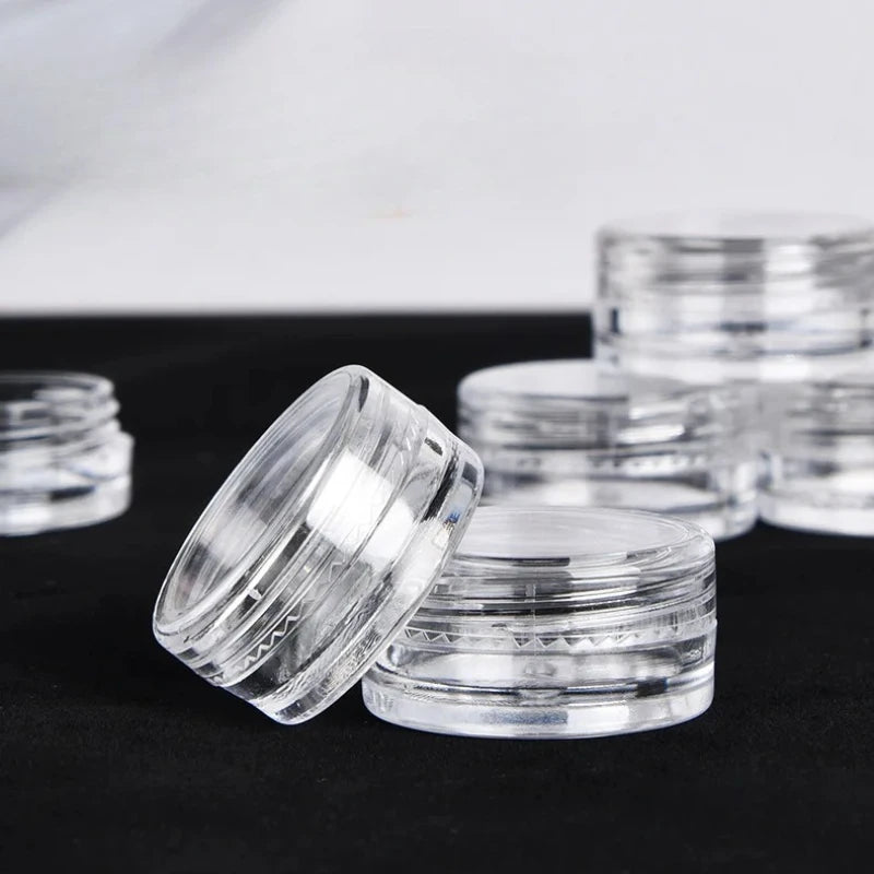 50/20/10pcs 2-5g Clear Cream Jar Mini Cosmetic Bottles Containers Transparent Pot For Nail Arts Small Clear Can Tin For Balm Qme