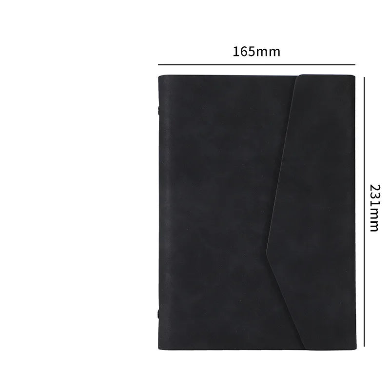 A5 6-Ring Binder Lined Paper Multifunctional Storage Pocket Cards Qme Black