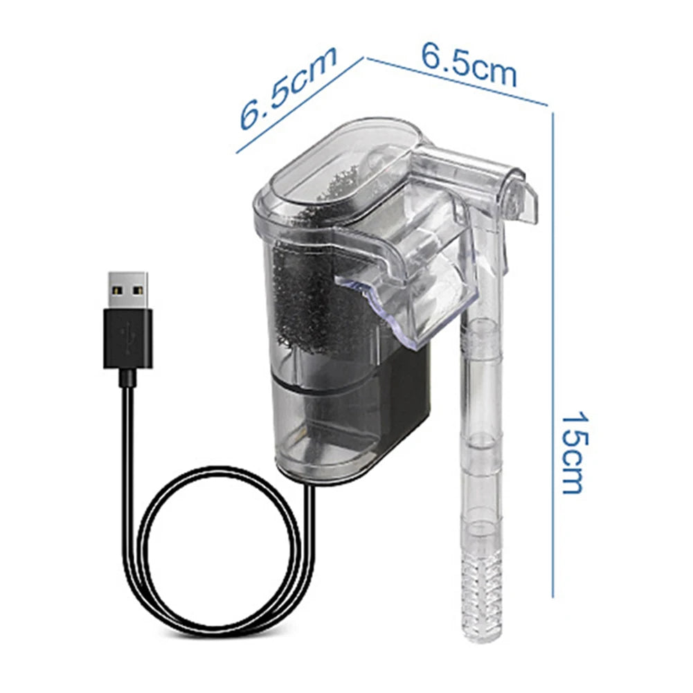 Fish Tank Suspended Filter Water Purifier Adjustable Water Flow Hang Up Filter Water Pump USB Plug In Fish Tank Accessories Qme