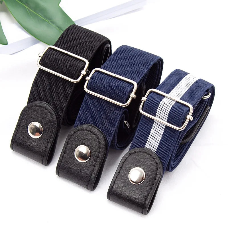 New Adjustable Belts for Women Buckle-Free Waist Jeans Pants No Buckle Stretch Elastic Waist Men Canvas Belt Lazy Invisible Belt Qme