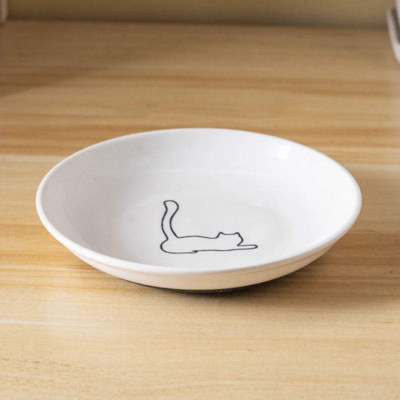 Ceramic Cat Plates With Silicone Anti Slip Pad Pet Cat Snack Bowl Cute Kitten Food Bowl Pet Kitten Water Bowl Pet Supplies Qme A3
