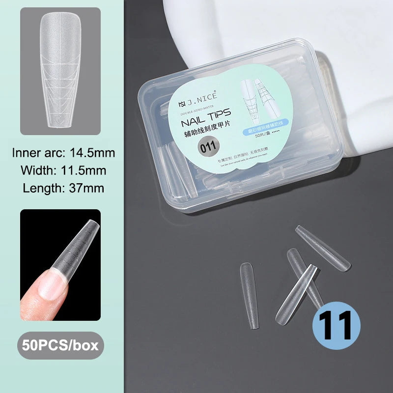 Fake Nails Long Trapezoid Auxiliary Lines Box Acrylic Finger UV Gel Qme 11