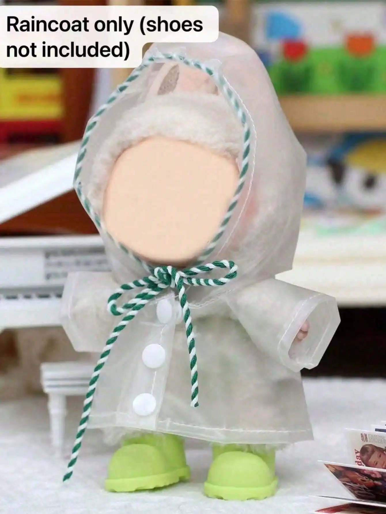 Labubu Raincoat Outfit Waterproof Cape Boots 6 69' Fashion Dolls Qme White One Size