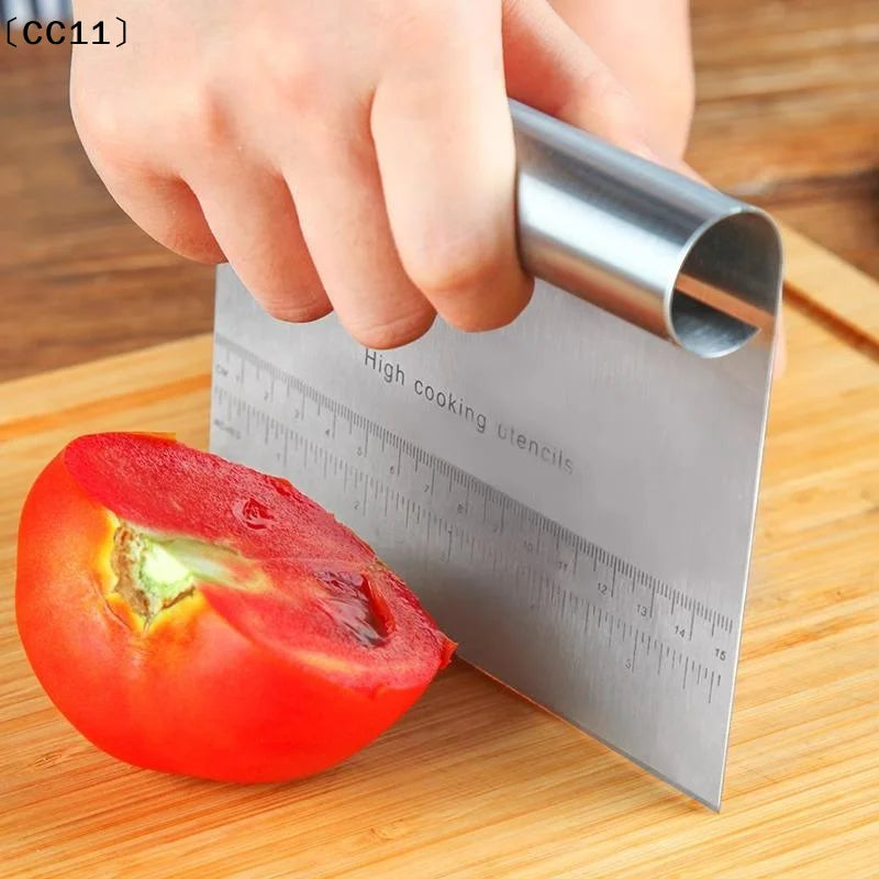 Stainless Steel Dough Pastry Scraper Pizza Cutter Chopper Measuring Qme