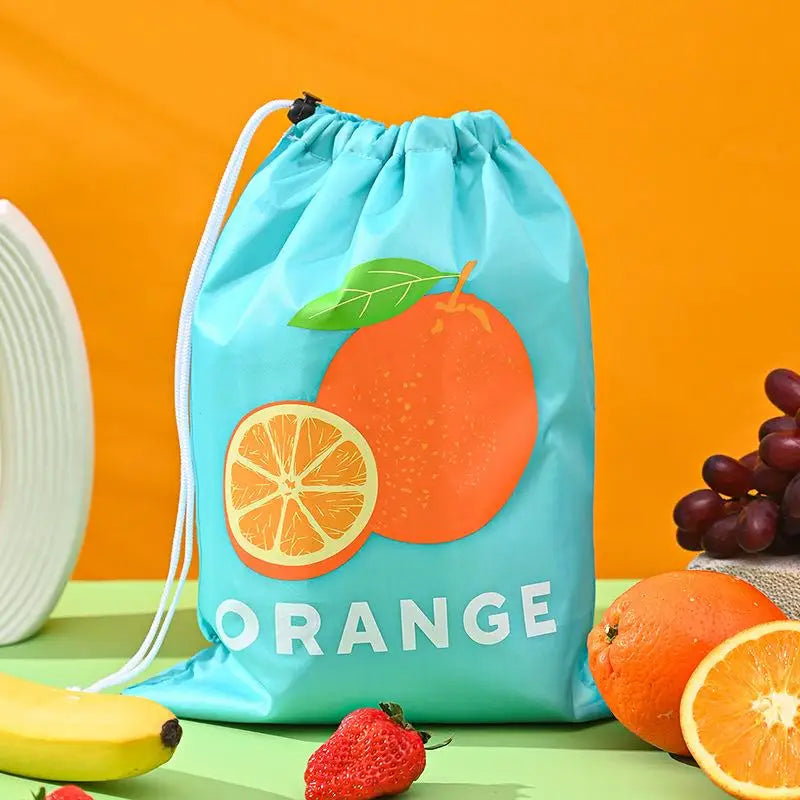 1 Drawstring Oranges Broccoli Ice Cream Storage Bag Reusable Fruit Qme A1
