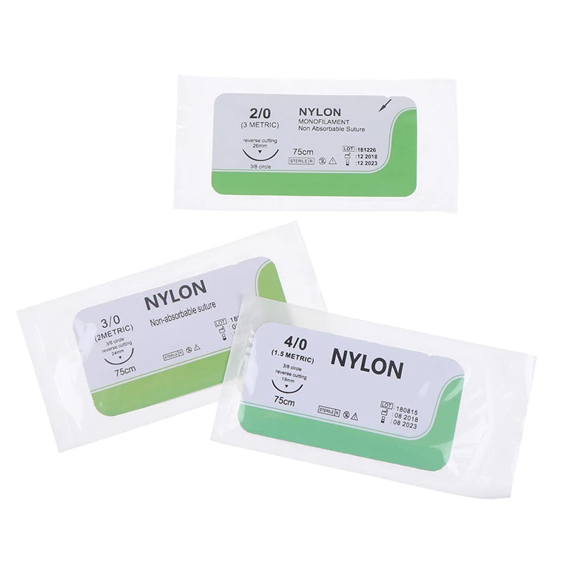Surgical Practice Nylon Suture Thread 2 0 3 4 Sterile Needle Medical Qme