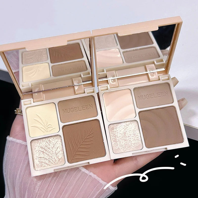 Four Face Highlighter Palette Matte Shadow Lasting Glow Brighten Qme