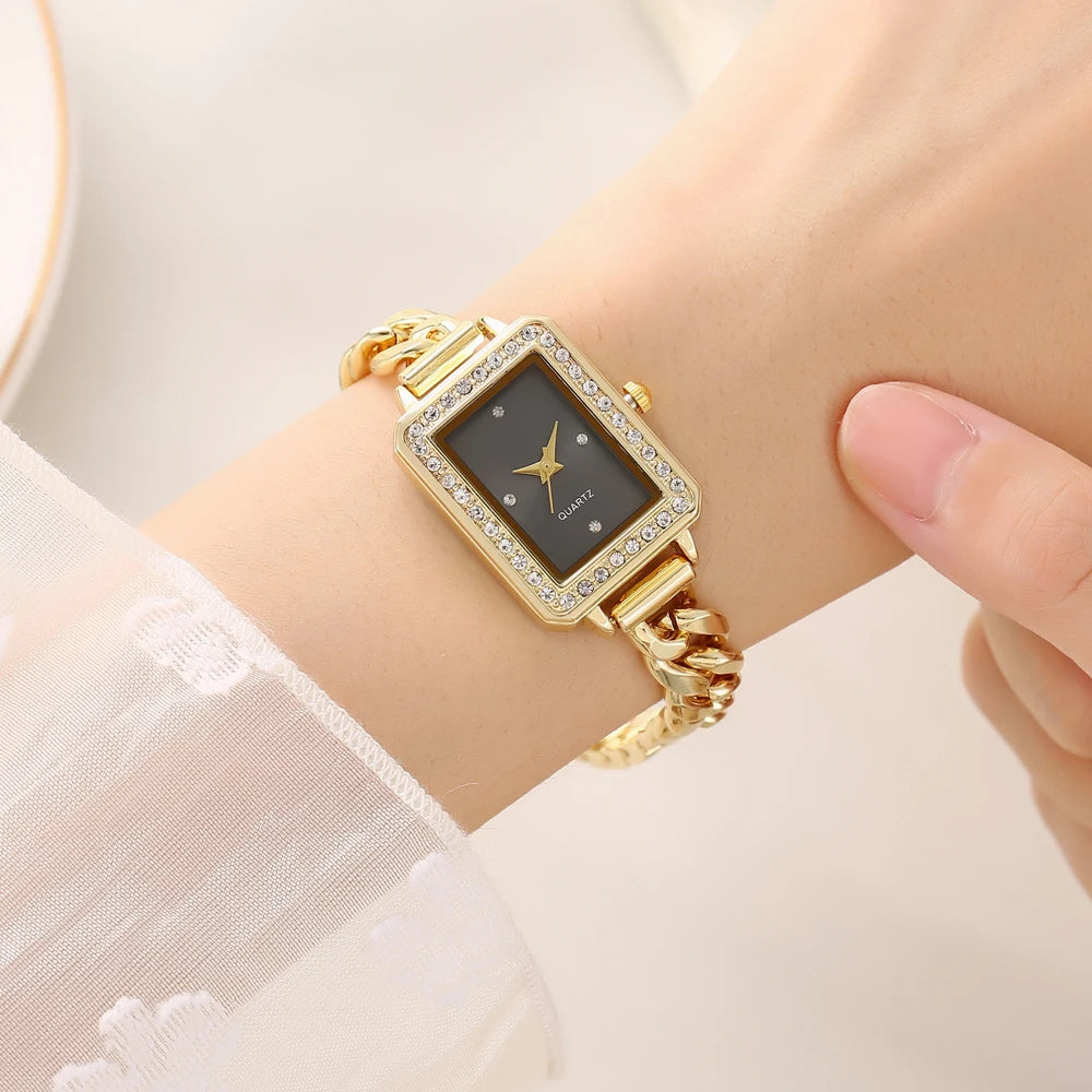 New women's watch, niche fashion, vintage fashion, colorful temperament bracelet watch, square quartz bracelet watch Qme 5