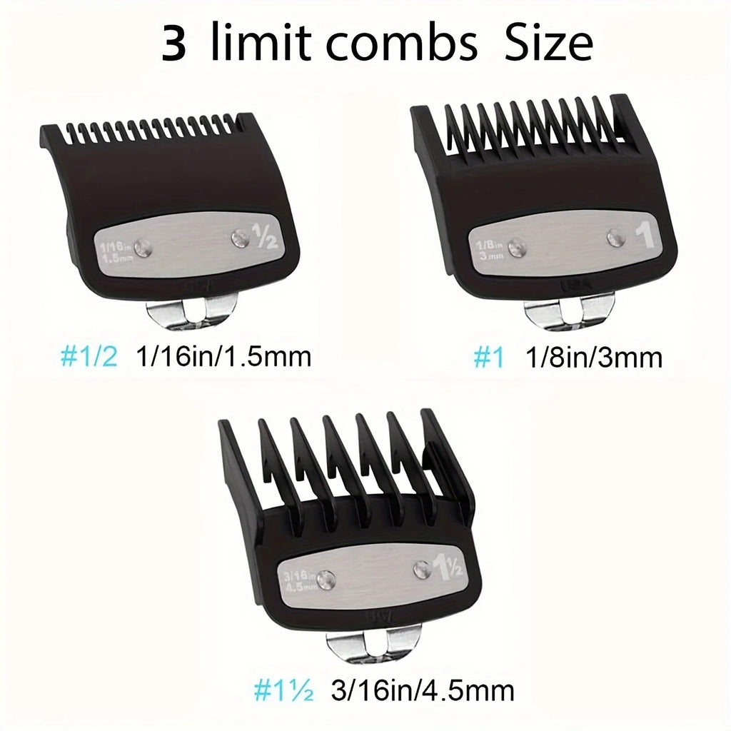 Three-piece Hairdressing Limiting Comb Oil Head Electric Clipper Accessories Electric Clipper Caliper Set Positioning Comb Qme black 3pcs set
