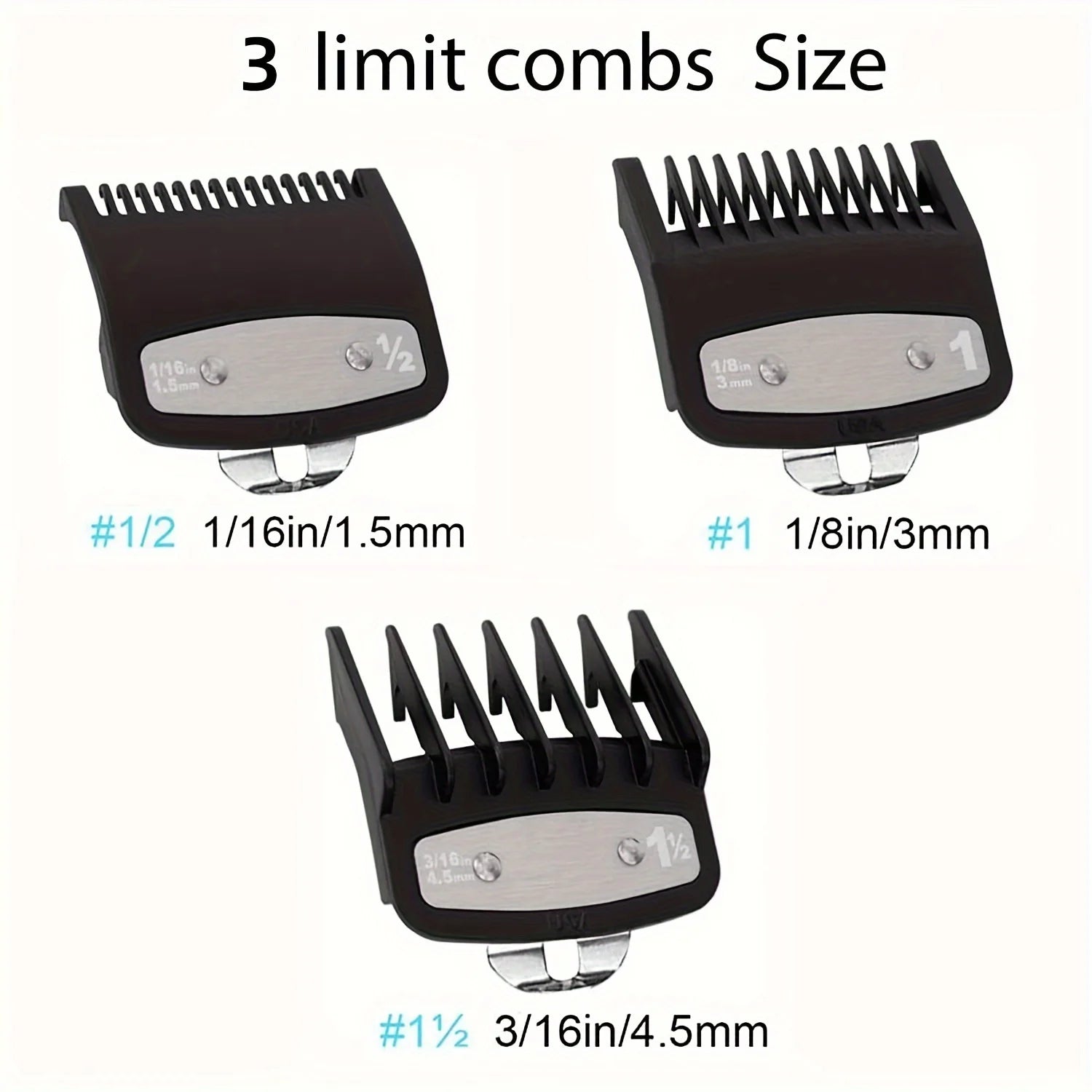 Three-piece Hairdressing Limiting Comb Oil Head Electric Clipper Accessories Electric Clipper Caliper Set Positioning Comb Qme black 3pcs set
