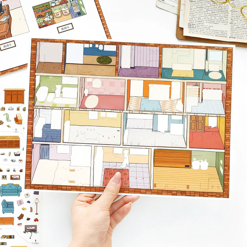 House Diorama Sticker Set, Must-Have for Craft Lovers, Fun Relaxing Activity, Stress Relief Game, Perfect Gift Qme