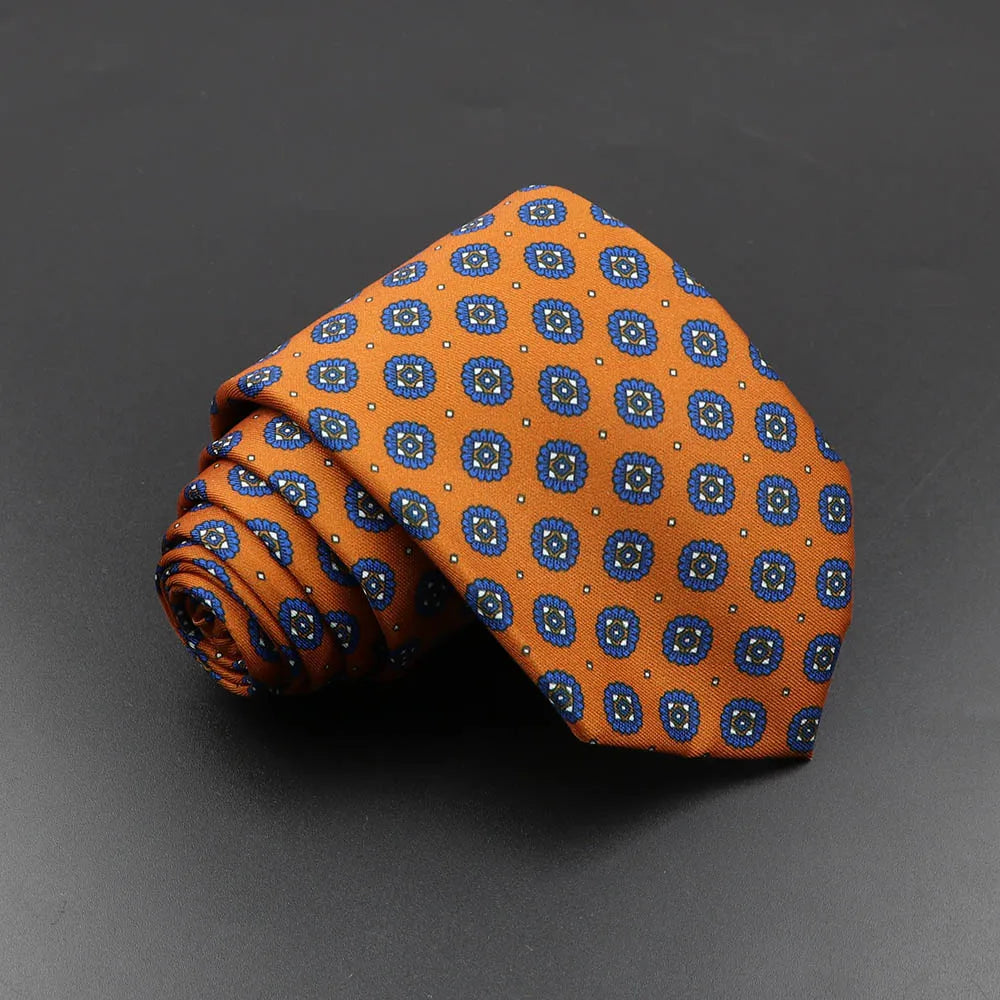 Men's Fashion Silk Tie Soft Novelty Necktie Blue Green Orange Ties