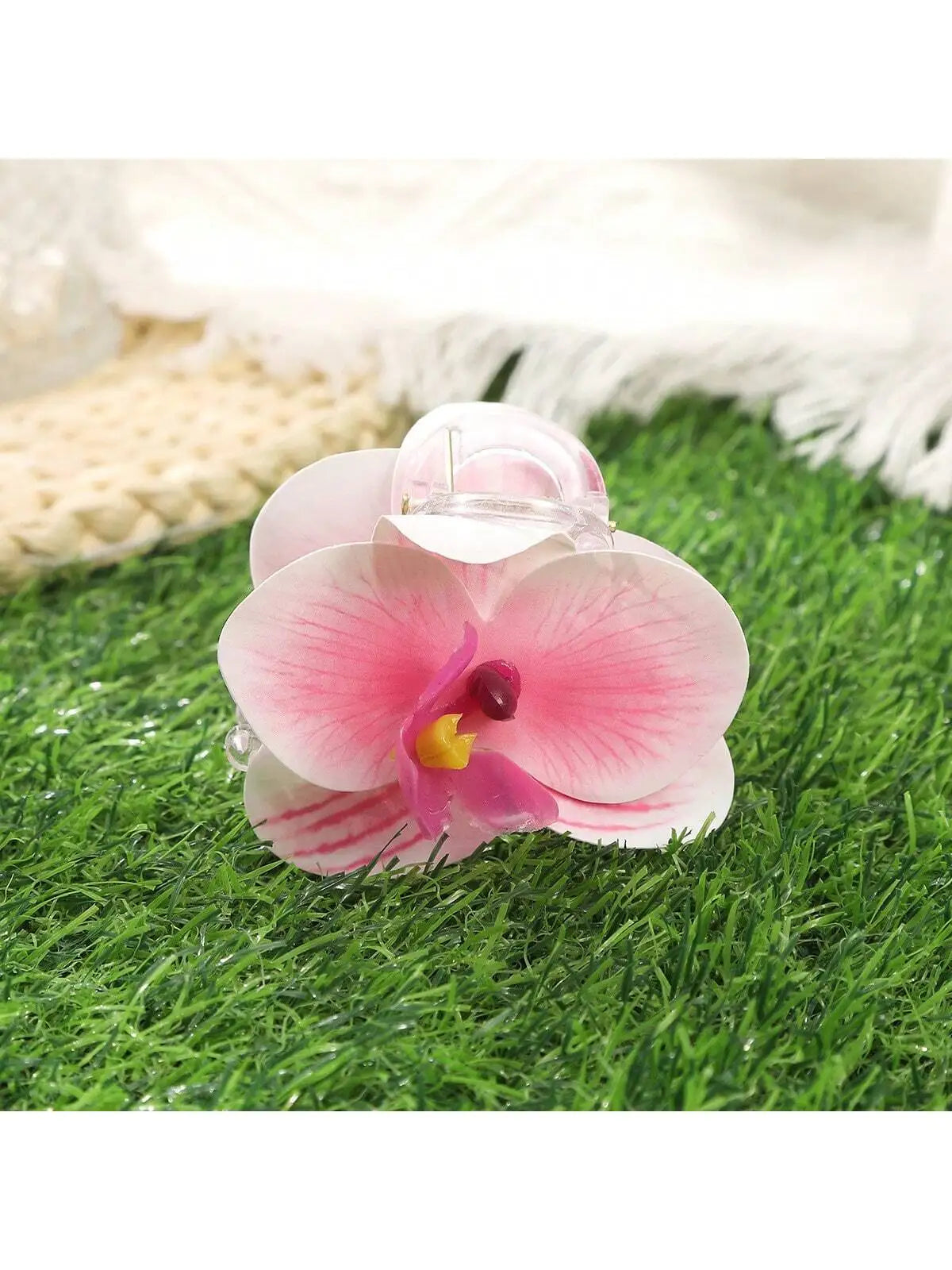Double-sided Butterfly Orchid Hair Claw Clip Suitable Holiday Travel Qme pink