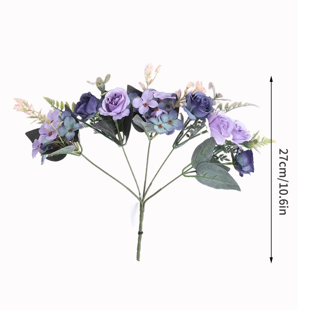 Home Decor Roses Autumn Artificial Flowers Silk Peony Hydrangea Big Bride Bouquet Wedding Home Party DIY Decoration Fake Flowers Qme