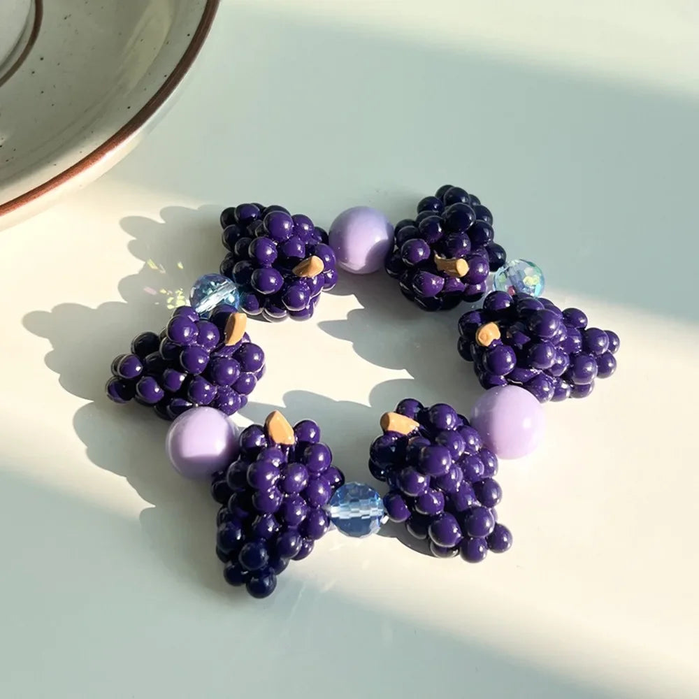 Simple Layered Beads Fruit Necklace Stackable Blueberries Multi Layer Qme B4 bracelet