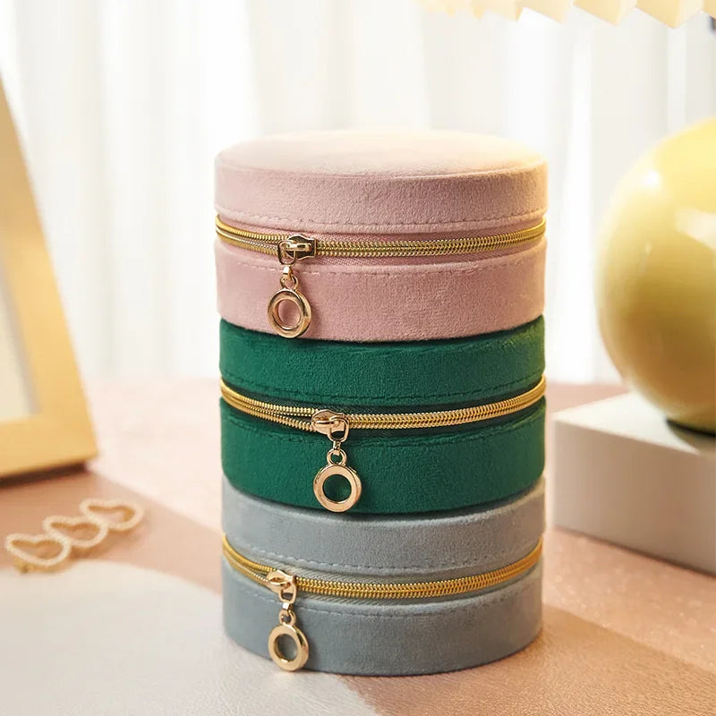 Luxury Velvet Travel Jewelry Case - Zippered Portable Organizer for Necklaces Earrings & Accessories Perfect for Travel&Gifting Qme