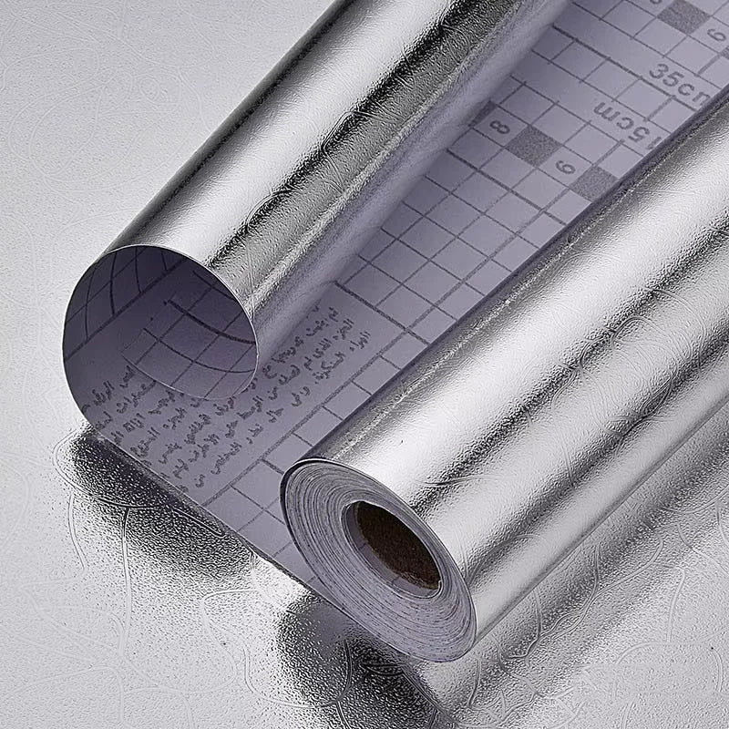 Silver Self Adhesive Temperature Resistance Wallpaper Waterproof Oil Qme 4 40cmX10m