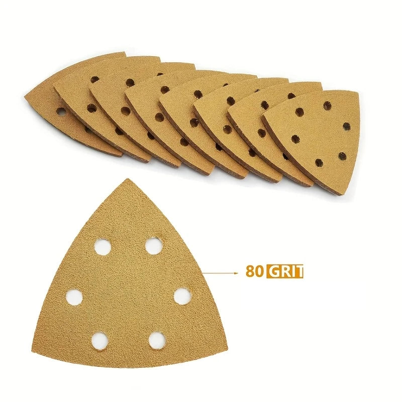 20-Piece triangular oscillating sandpaper with hooks and loops 6 holes 60-320 thickness detail grinding wheel for wood polishing Qme