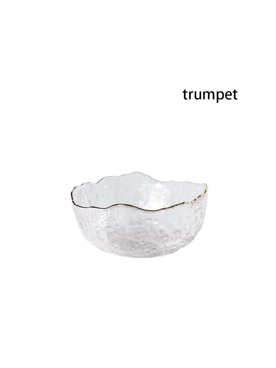 Thickened Glass Salad Bowl Light Luxury Fruit Vegetable Dessert Cold Qme golden