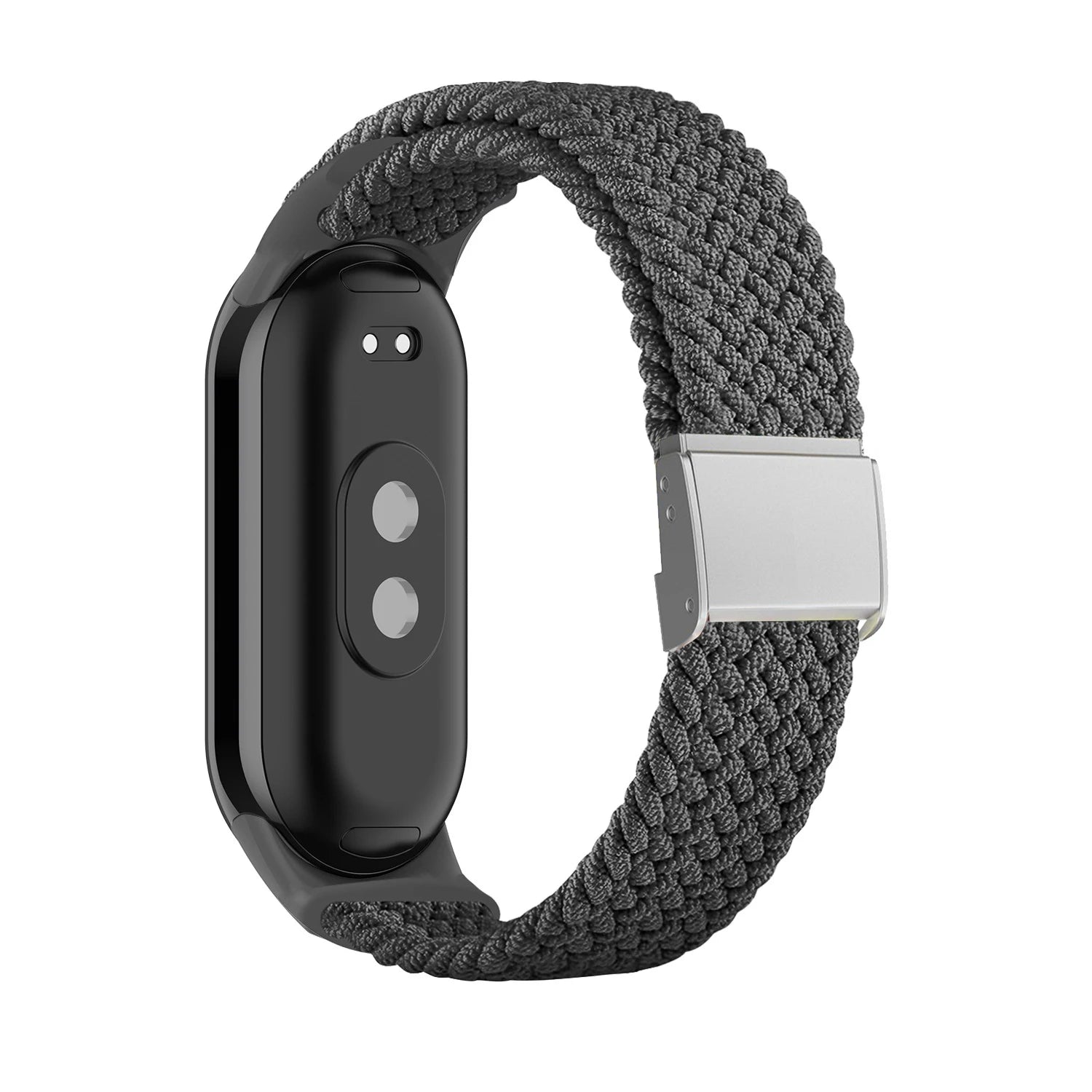 Adjustable Braided Nylon Elastic Wristband for Xiaomi Mi Band 8 Fitness Tracker Stainless Steel Buckle Replacement Strap Qme Gray for Mi Band 8