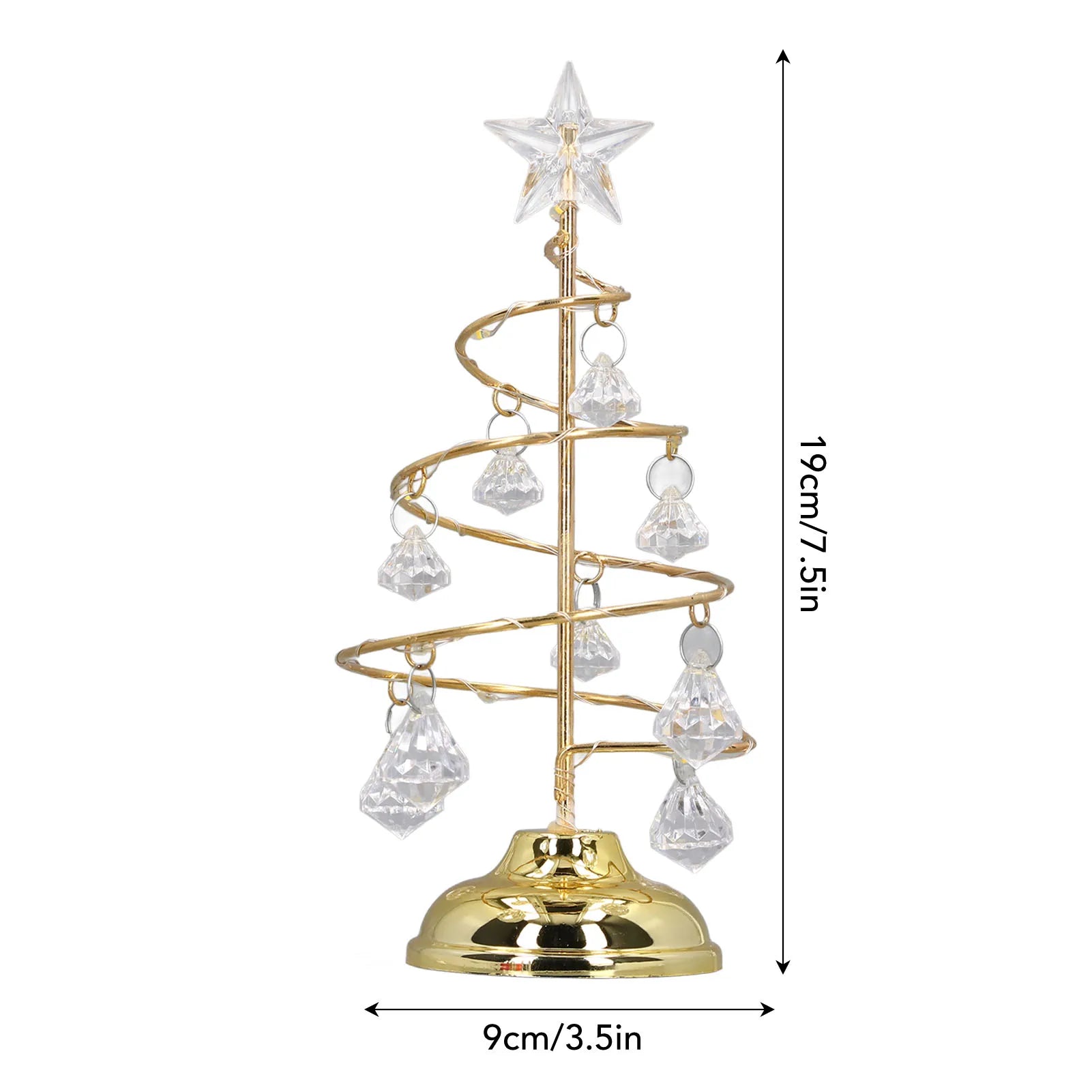 LED Lighted Crystal Christmas Tree Iron Art Tree Night Light Christmas Decoration Gift for Home Living Room Party Holiday Qme