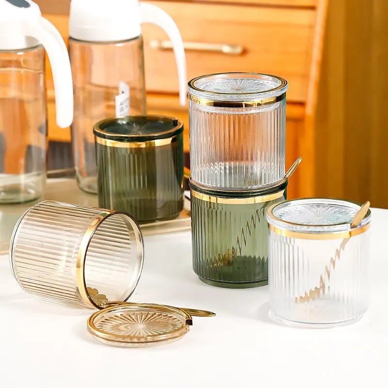 Seasoning Jar With Spoon Household Kitchen Exquisite Seasoning Bottle Storage Jar Qme