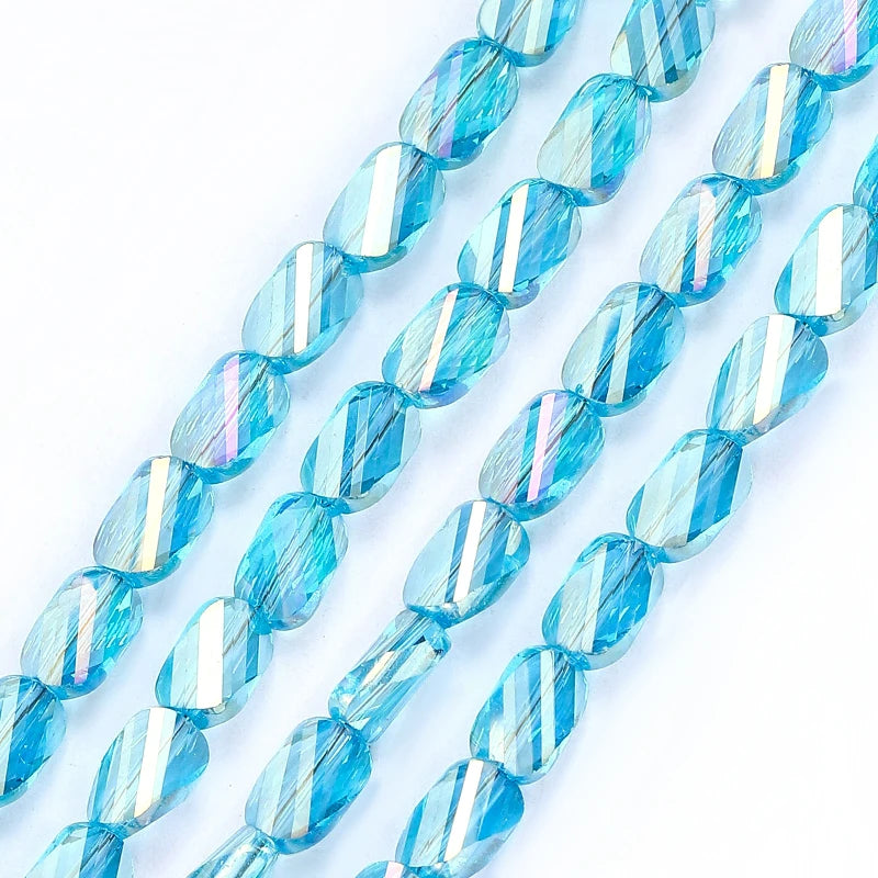 2 Sizes Faceted Glass Twisted Beads AB Color Craft Loose Spacer Beads for DIY Jewelry Bracelet Necklace Earring Making Crafting Qme Color 4 6x8mm-70pcs