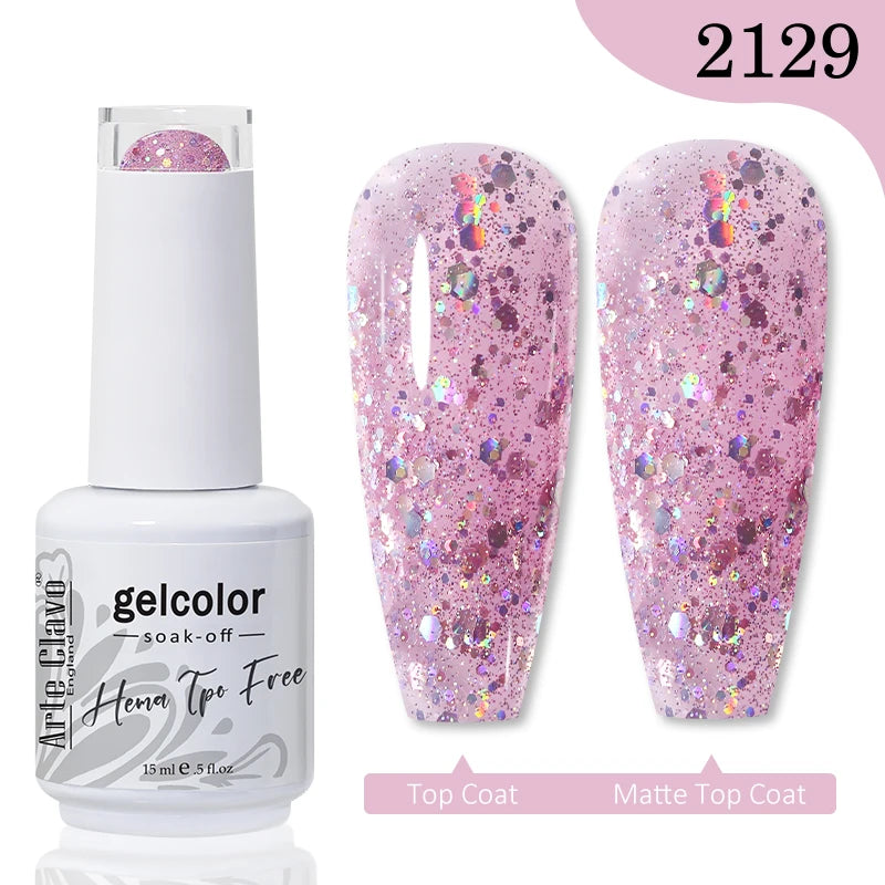 Arte Clavo Crystal Crushed Diamond Pink Blue Gel Nail Polish 2026