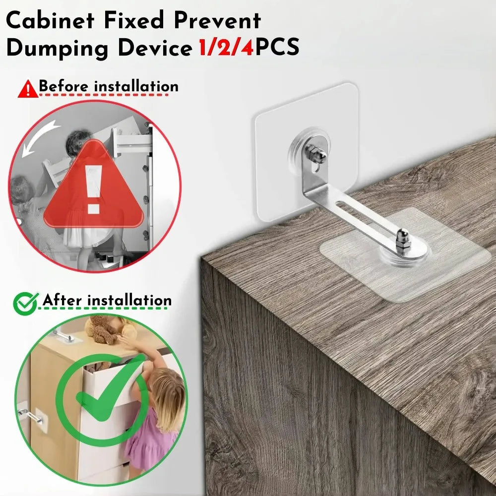 1/2/4PCS Cabinet Prevent Dumping Device Self-Adhesive Bookshelf Anti Tipping Fixture Child Protection Furniture Fixed Device Qme